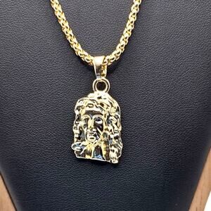 Stainless Jesus Necklace Gold Jesus Crown Thorns Head Valentines Birthday New!